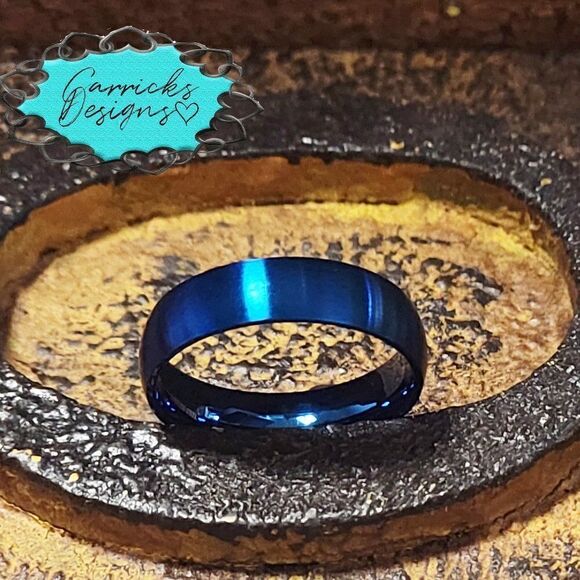 Women's Matte Blue Wedding Ring - Blue Wedding Ring For Girls - Picture 7 of 7